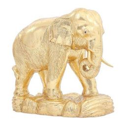 Golden Thai Elephant,'Handmade Gold Foil and Raintree Wood Elephant Sculpture'