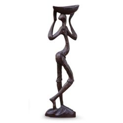 Wood sculpture, 'Akan Farmer'
