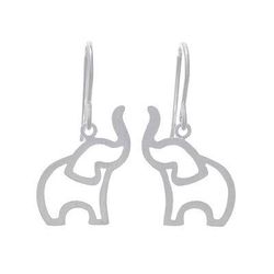 'Brushed-Satin Sterling Silver Elephant Dangle Earrings'