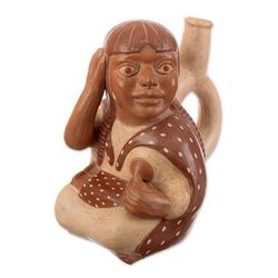 'Moche Mother' - Ceramic Sculpture Museum Replica Peru