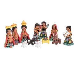 'Totonicapan' (set of 12) - Unique Nativity Scene Ceramic Sculpture