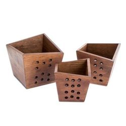 Wood nesting centerpieces, 'Star Shower' (set of 3)