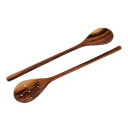 'Peten Delight' (pair) - Handcarved Wood Slotted Spoons