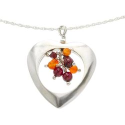 Garnet and carnelian heart necklace, 'Fire Heart'