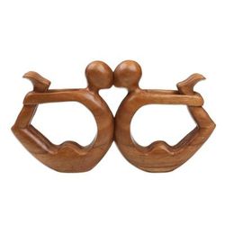 Wood sculpture, 'Yoga Circle of Love' - Wood Sculpture from Indonesia