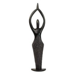 Wood sculpture, 'African Woman Loves Life'