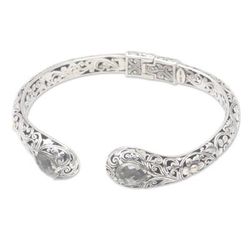'Floral 18k Gold-Accented Cuff Bracelet with Prasiolite Gems'
