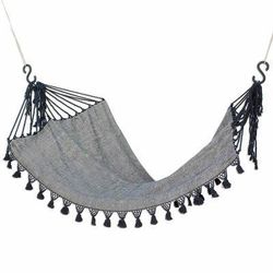 Stellar Night,'Handwoven Cotton Single Hammock in Graphite from Guatemala'