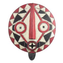 Festive Bobo,'Hand Carved African Sese Wood Mask'