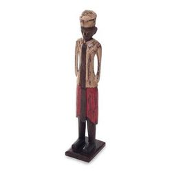 Demang II,'Hand Carved Wood Indonesian Male Figurine from Bali'