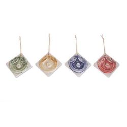 Multicolored Baskets,'Assorted Color Ceramic Ornaments from Guatemala (Set of 4)'