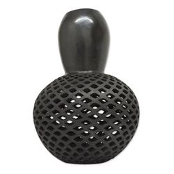Ceramic vase, 'Black Gourd Honeycomb'