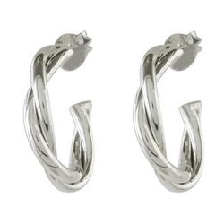 Spiral Curves,'Spiral-Shaped Silver Half-Hoop Earrings from Thailand'