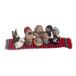 Wise Andeans,'Ceramic Nativity Scene Figures With Andean Theme (10 Pieces)'