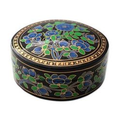 Papier mache box, 'Blue Grandeur'