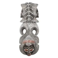 Precious Queen,'Hand Carved Distressed Wood African Mask'