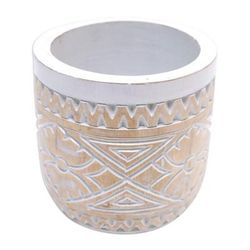 Island Glory,'Traditional Hand-Carved Albesia Wood Decorative Vase'
