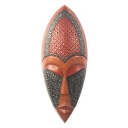 Beautiful Queen,'Hand Carved Wood and Metal African Mask'