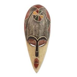 Kasha,'Hand Carved and Painted Sese Wood African Mask from Ghana'