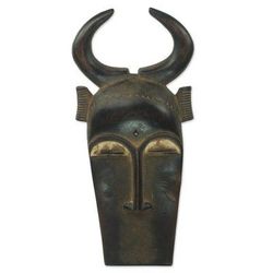 Bemba Healer,'African Bemba Healer Wall Mask Zoomorphic Man from Ghana'
