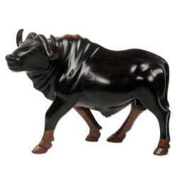 Buffalo,'Unique Cape Buffalo Sculpture Carved from Ebony Wood'