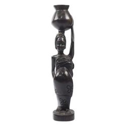Motherly Carrier,'Handcrafted Ebony Wood Pregnant Woman Sculpture from Ghana'