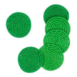 Party Jungle,'6 Artisan Crafted Round Green Coasters Set from Mexico'