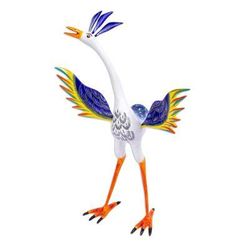 'Hand-Painted Wood Alebrije Heron Sculpture from Mexico'