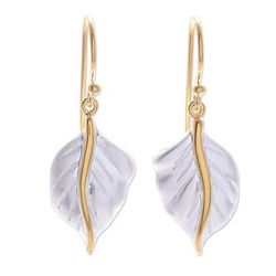 Natural Law,'Gold-Accented Dangle Earrings with Leaf Motif'