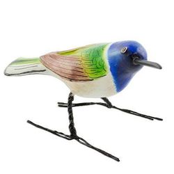 Jacobin Hummingbird,'Guatemalan Handmade Jacobin Hummingbird Clay Bird Figurine'