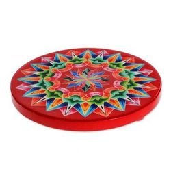 Traditional Colors in Red,'Decoupage Wood Trivet in Red from Costa Rica'