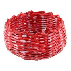 Red and White,'Red and White Recycled Paper Basket from India'