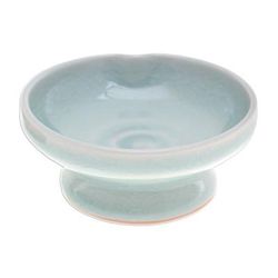 Chic and Versatile,'Green Celadon Ceramic Footed Plate Handmade in Thailand'