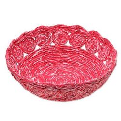 Beautiful Spirals in Pink,'Recycled Paper Basket in Red from India'