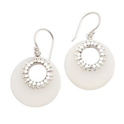 Celuk Discs,'Round Sterling Silver and Resin Dangle Earrings'