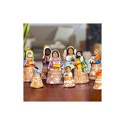 Nativity Scene Bells,'Handcrafted Ceramic Nativity Scene Bells (11 pieces)'