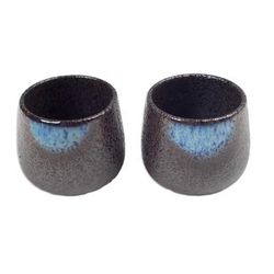 Bohemian Satisfaction,'Set of 2 Handcrafted Bohemian Ceramic Cups from Bali'
