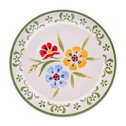 Primrose Path in Green,'Floral Ceramic Plate from Thailand'