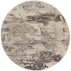 HomeRoots 4' X 4' Ivory And Grey Round Abstract Power Loom Non Skid Area Rug - 4' X 4'