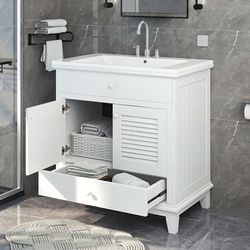 30" Bathroom Vanity with Sink,Free Standing Bathroom Vanity with Multiple Storage