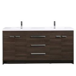 "Eviva Lugano 72" Grey Oak Modern Bathroom Vanity with White Integrated Acrylic Double Sink - Eviva EVVN1800-8-72GOK"