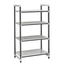 Cambro EXU183084VS4480 30" NSF 4-Tier Polymer Shelf Kit - Camshelving Elements XTRA, 18"W, 84"H, Gray