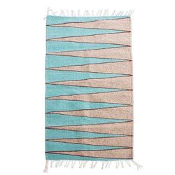 High Sierras,'Hand Woven Aqua and Beige Area Rug (2x3)'