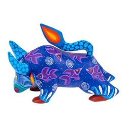 Oaxaca Bull,'Handpainted Copal Wood Alebrije Bull Sculpture'