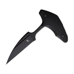 Bastinelli Creations DLC Guilty Push Dagger 4.75in Overall 2.75in Black DLC Coated Magnacut Steel Blade Black Grooved G10 Handle Kydex Belt Sheath