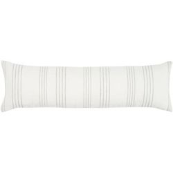 "Mina Victory Life Styles Cotton Linen Stripes White/Grey Throw Pillows 12" x 40" - Nourison 798019004118"