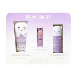 inuwet - Eco-box Dream Malva - 3 cure viso e corpo - VEGAN, NATURALE Crema mani ai fiori di cotone, balsamo labbra Marshmallow, maschera viso Radiance all'argilla Cofanetti creme corpo 60 ml unisex