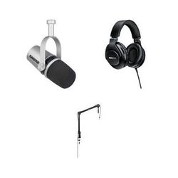 Shure MV7 Podcast Microphone Kit with Boom Stand and Headphones (Silver) MV7-S