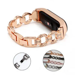 Lien Bracelet Bracelet pour Xiaomi Mi Band 3 4 5 6 7 Bracelet de montre en métal Miband 8 Bracelet de remplacement Bling Smartwatch accessoires