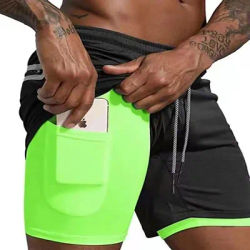 2022 Sport Shorts Men Sportswear Double-deck Running Shorts 2 In 1 Beach Bottoms Summer Gym Fitness